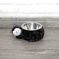 Pet Feeding Bowl Cat Metal Bowl With Ceramic